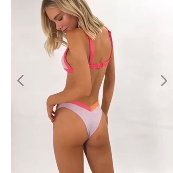 NWT OneOne Swimwear Hamptons Bikini Set Jesse Kameron Small New Shimmer Cheeky - Picture 10 of 16